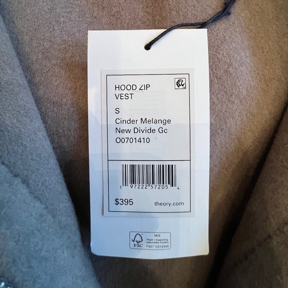 Theory Hooded Zip Vest, Wool with Cashmere, Size Small - NWT - Picture 9 of 16